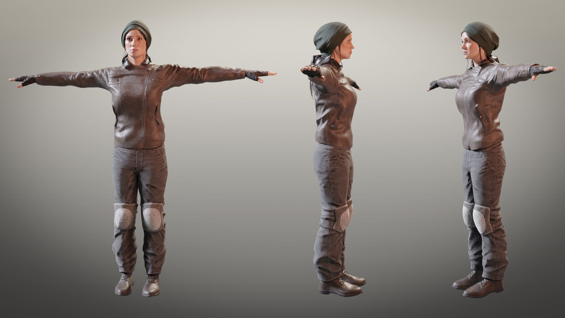 Female Characters Game-Ready pack Low-poly 3D model_2