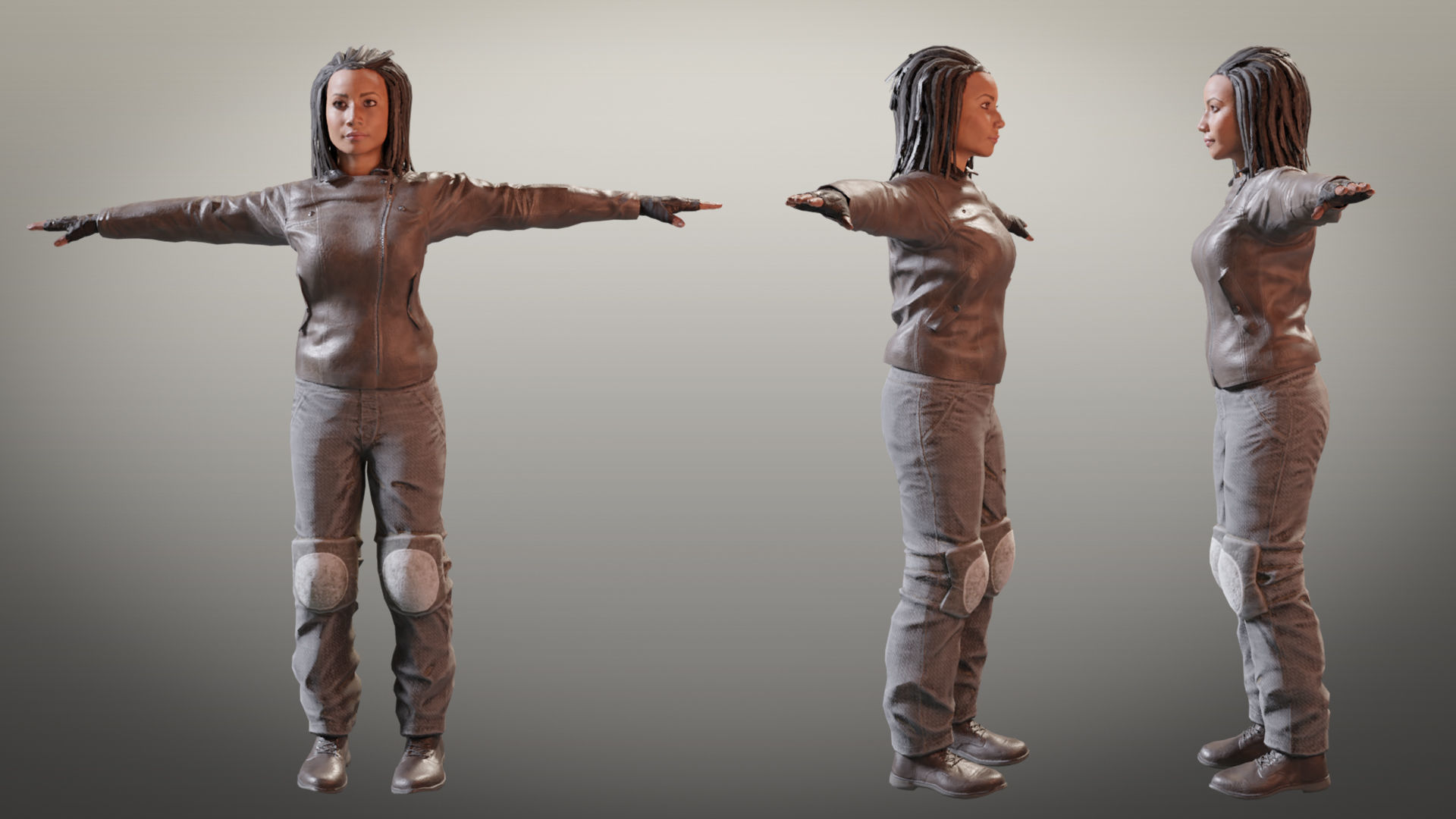 Female Characters Game-Ready pack Low-poly 3D model_3