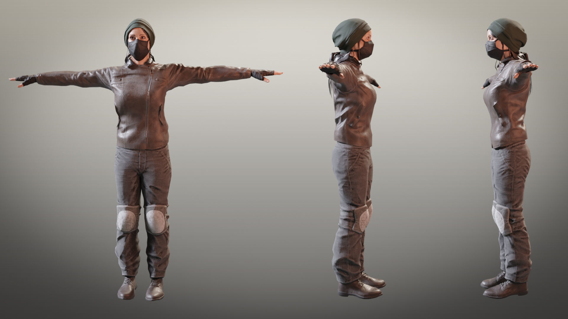 Female Characters Game-Ready pack Low-poly 3D model_5