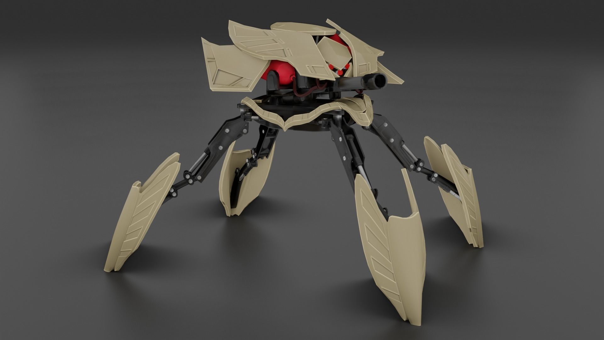 Flamethrower Robot Drone - Game Ready Character PBR low-poly  Low-poly 3D model_9