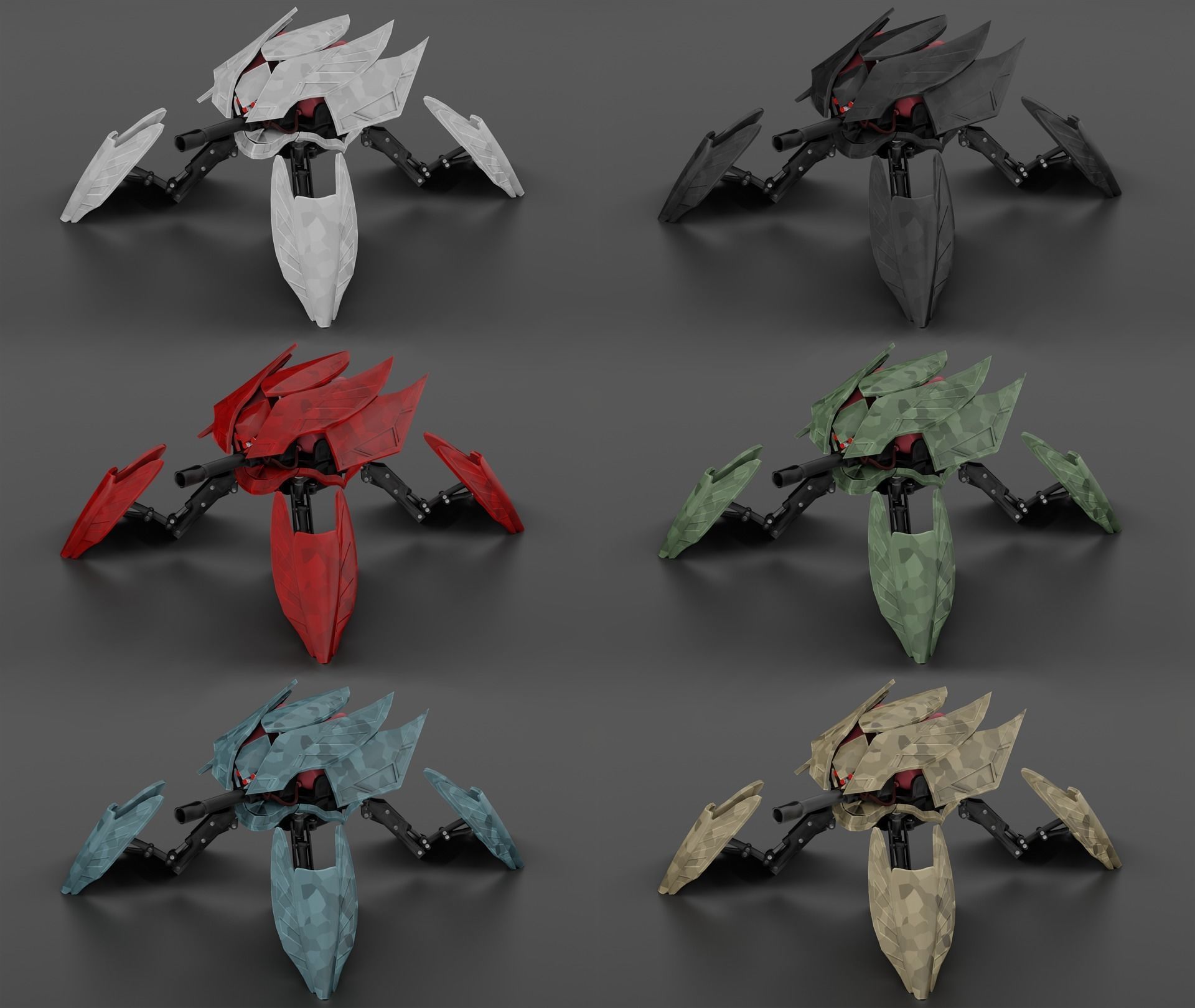 Flamethrower Robot Drone - Game Ready Character PBR low-poly  Low-poly 3D model_2