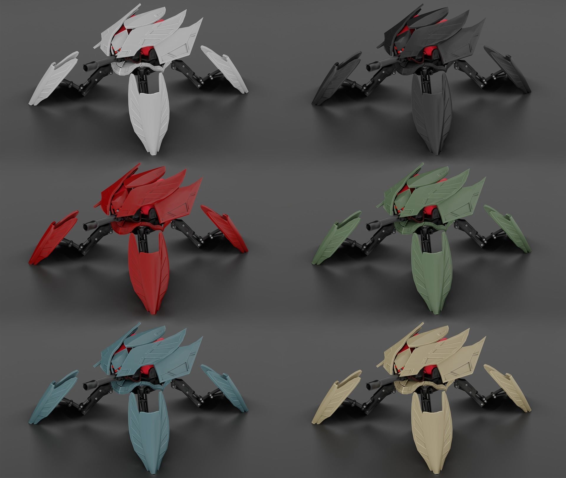 Flamethrower Robot Drone - Game Ready Character PBR low-poly  Low-poly 3D model_1