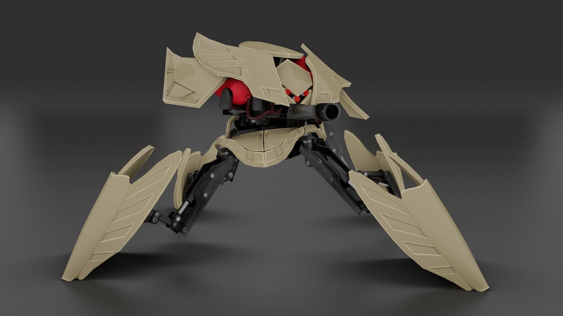 Flamethrower Robot Drone - Game Ready Character PBR low-poly  Low-poly 3D model_7