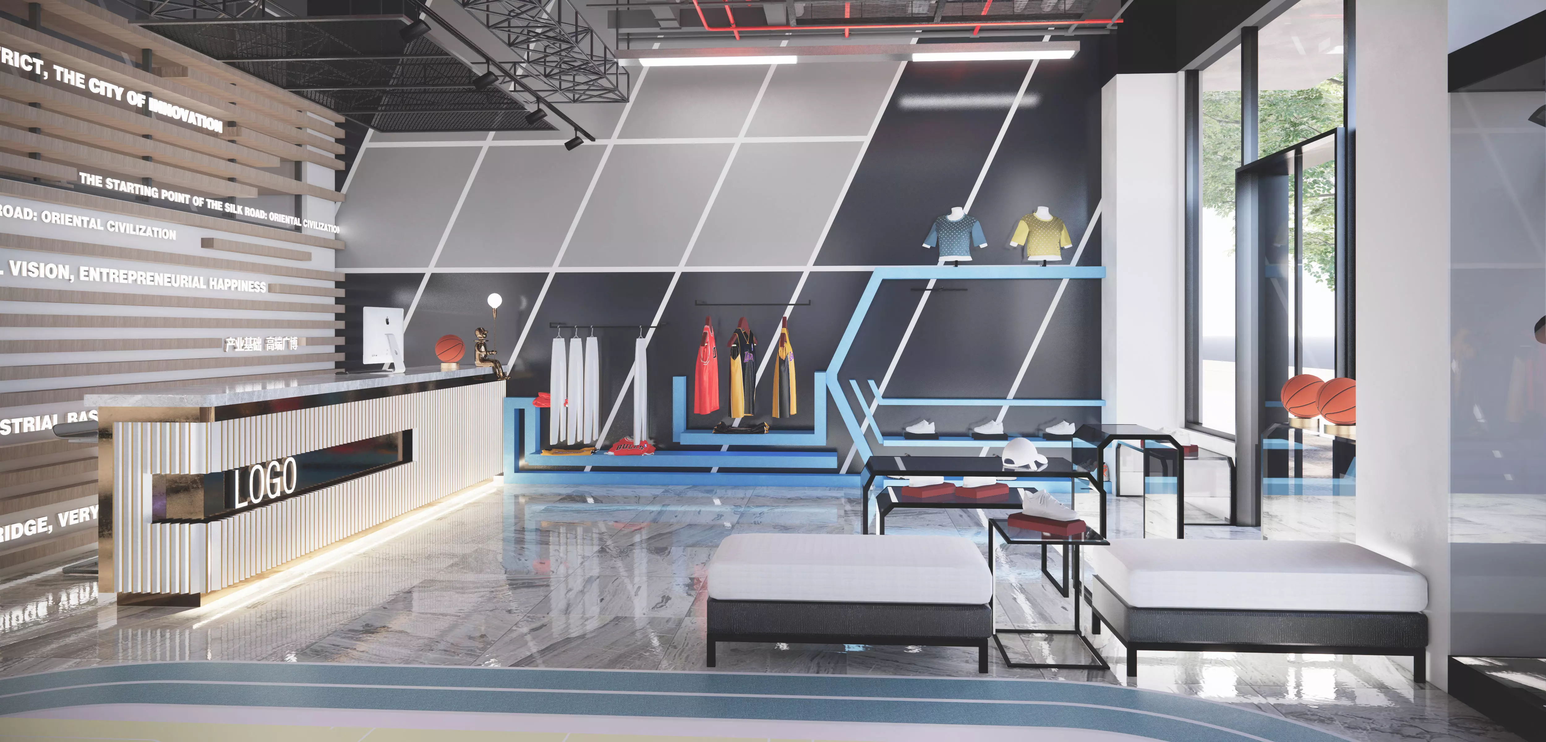 Basketball store Sporting Goods Shop 3D model_0