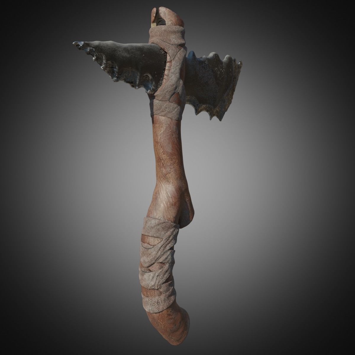 Low-poly stone axe Free low-poly 3D model_4