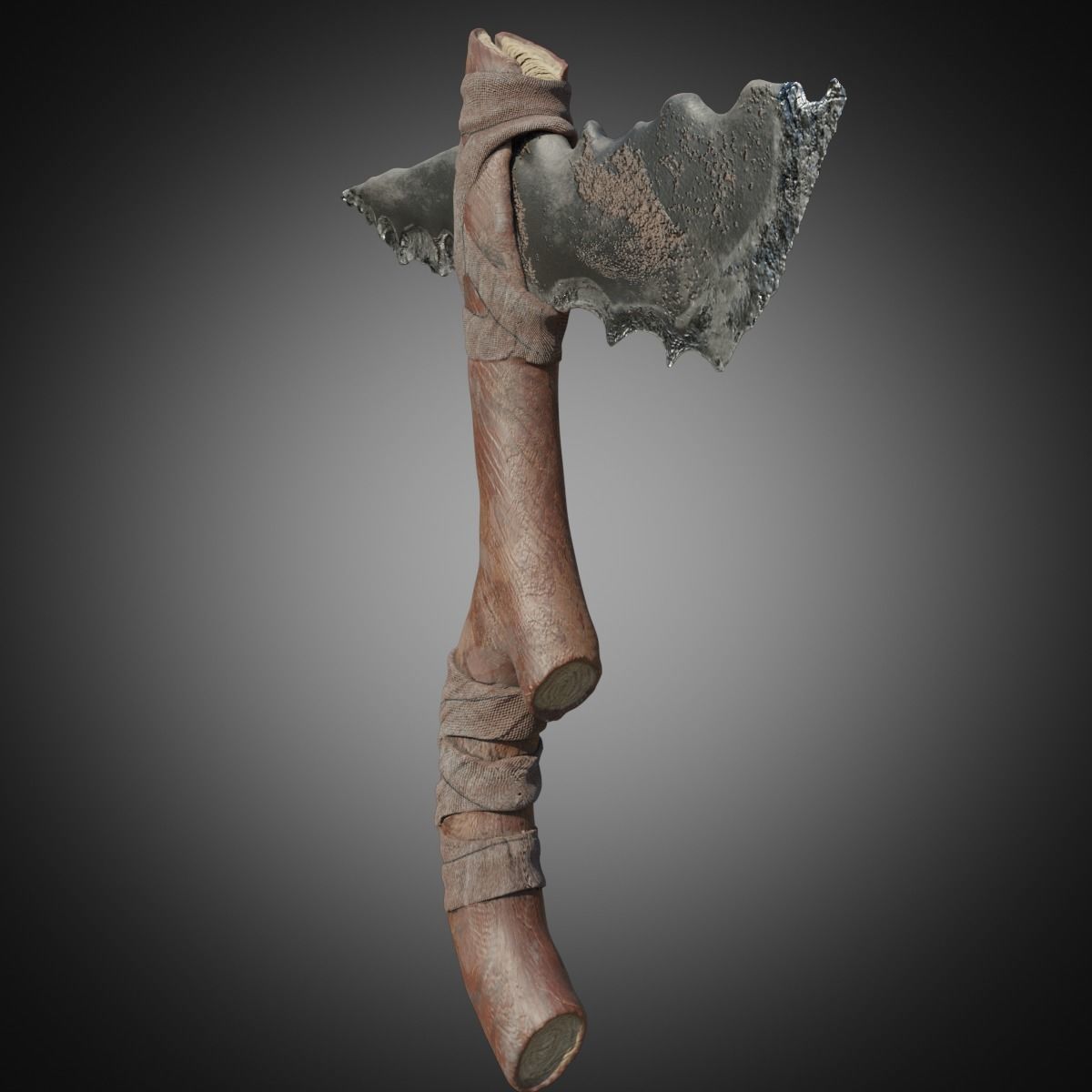 Low-poly stone axe Free low-poly 3D model_1