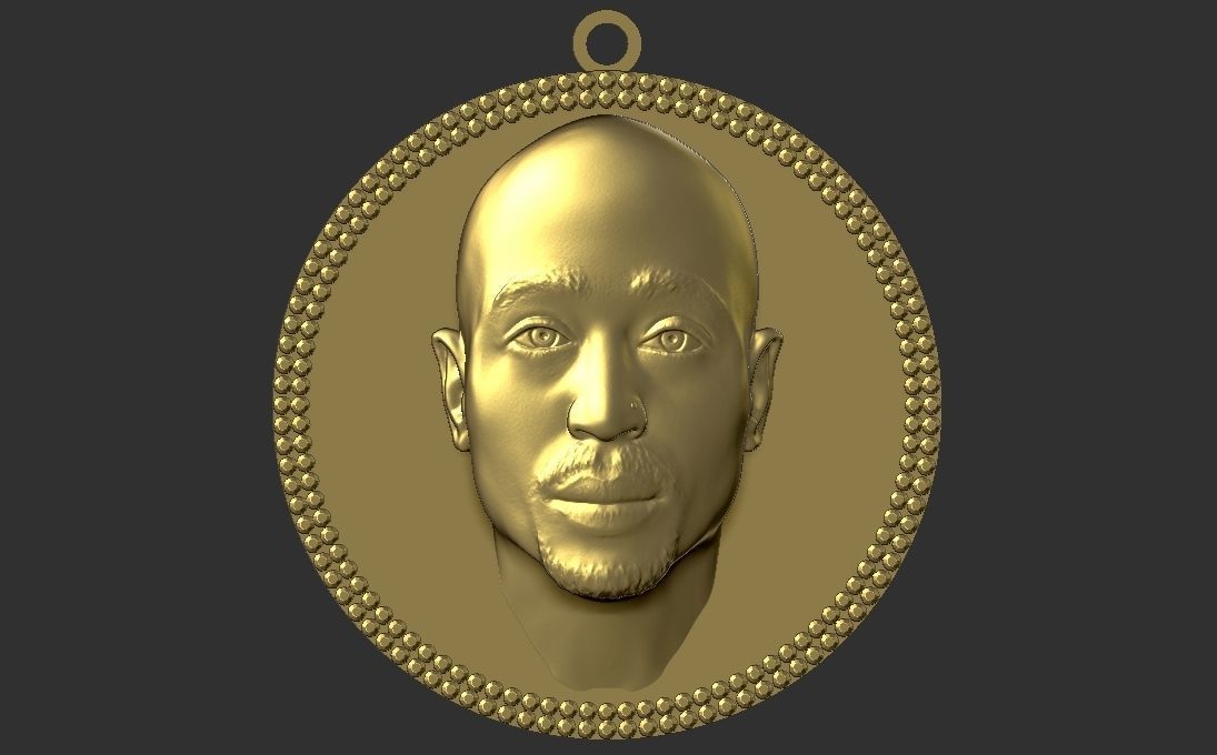 Tupac Shakur medallion pendant 3D printing ready stl obj 3D print model_5