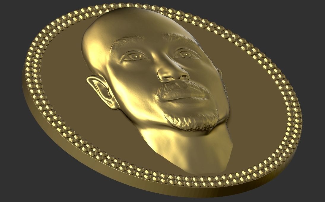Tupac Shakur medallion pendant 3D printing ready stl obj 3D print model_11