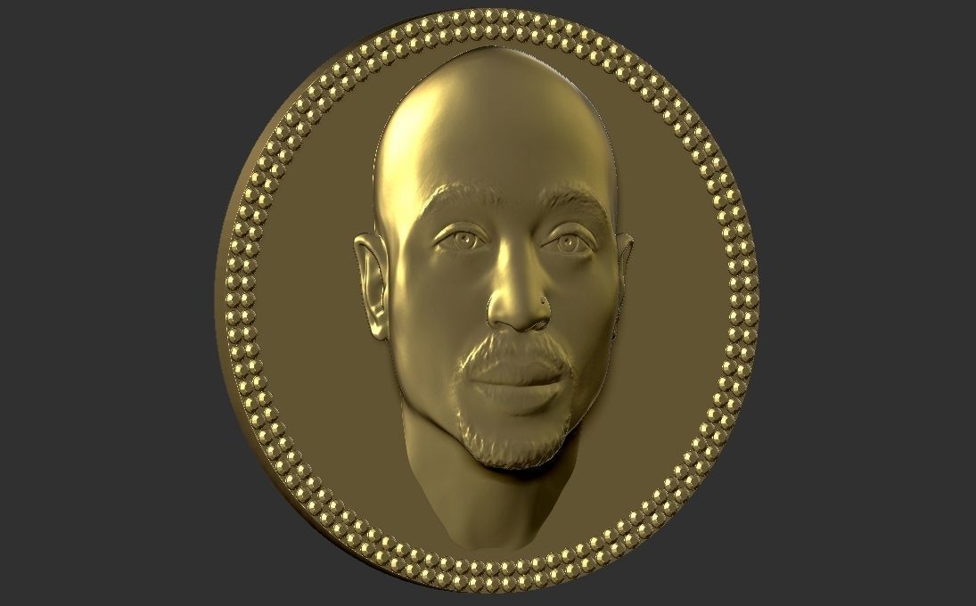 Tupac Shakur medallion pendant 3D printing ready stl obj 3D print model_6