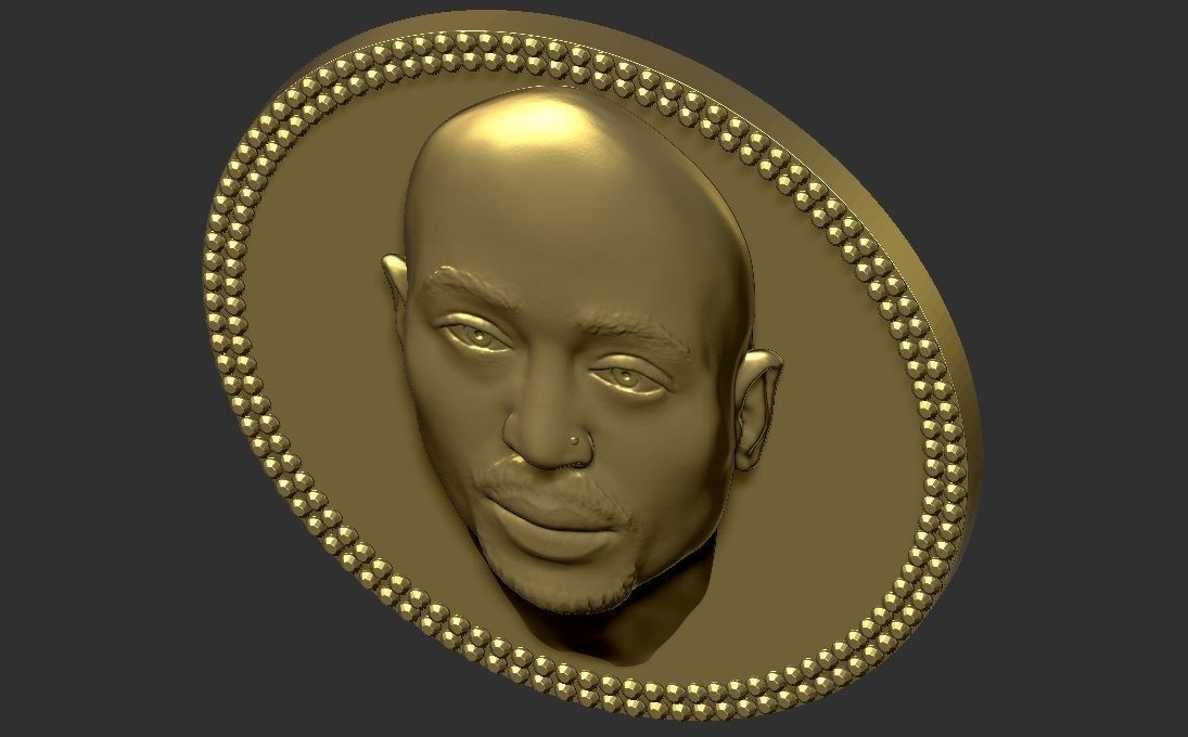 Tupac Shakur medallion pendant 3D printing ready stl obj 3D print model_9