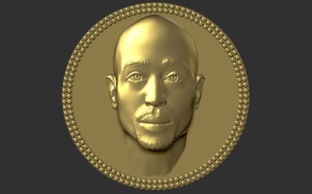 Tupac Shakur medallion pendant 3D printing ready stl obj 3D print model_4