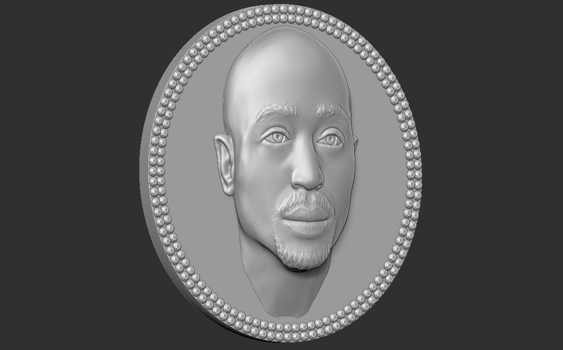Tupac Shakur medallion pendant 3D printing ready stl obj 3D print model_24
