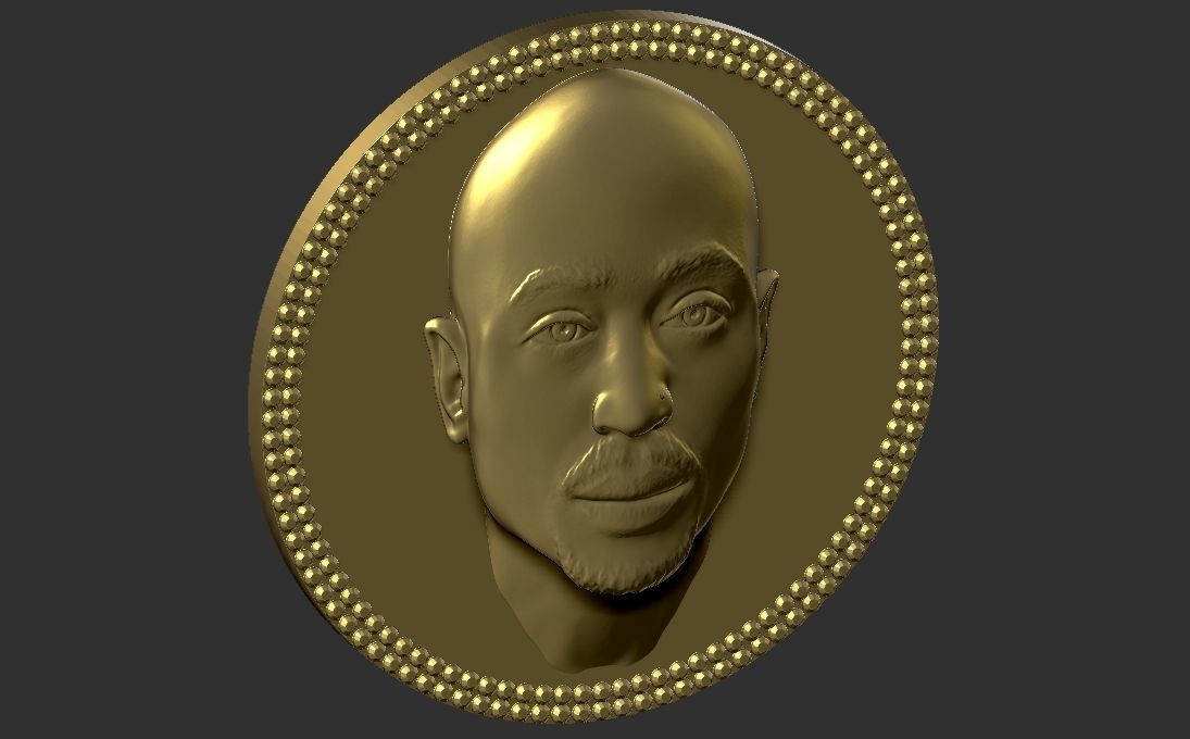 Tupac Shakur medallion pendant 3D printing ready stl obj 3D print model_7
