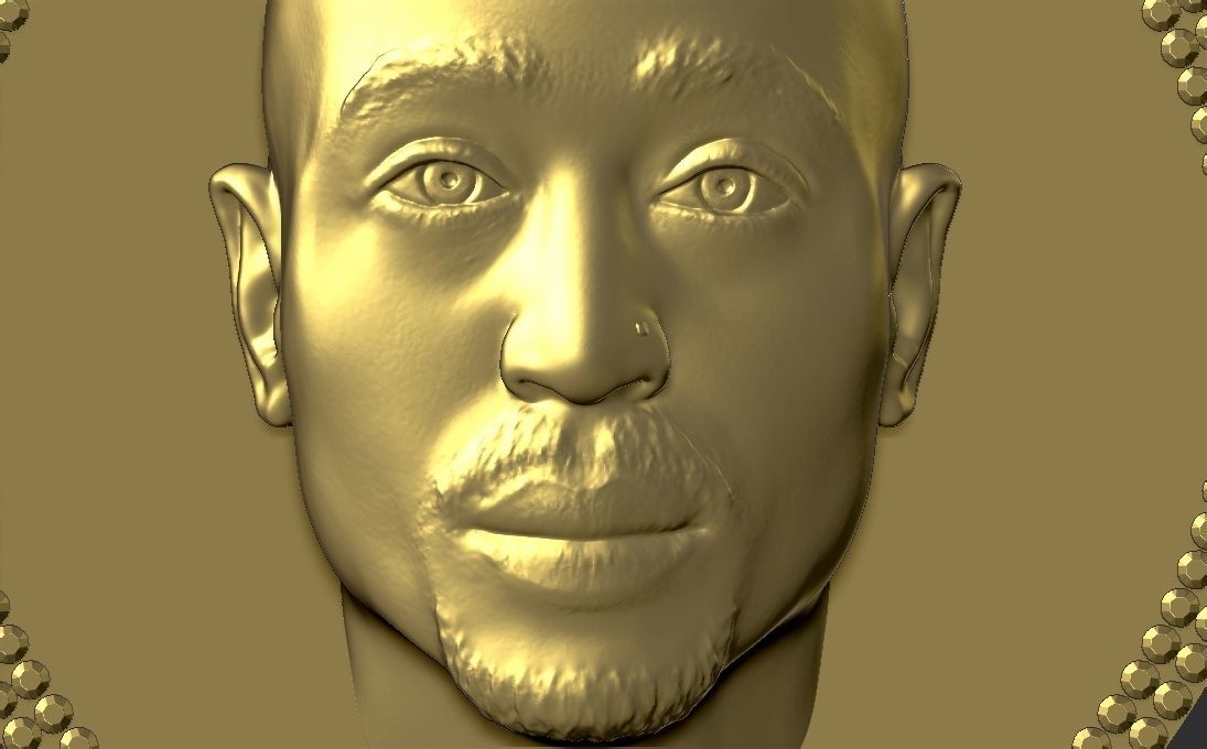 Tupac Shakur medallion pendant 3D printing ready stl obj 3D print model_17