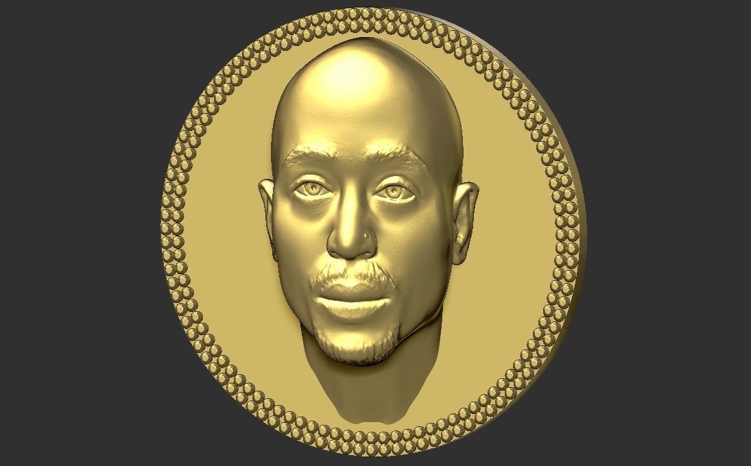 Tupac Shakur medallion pendant 3D printing ready stl obj 3D print model_3