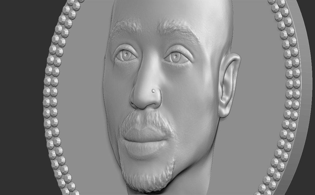 Tupac Shakur medallion pendant 3D printing ready stl obj 3D print model_25