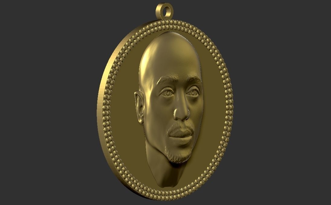 Tupac Shakur medallion pendant 3D printing ready stl obj 3D print model_26