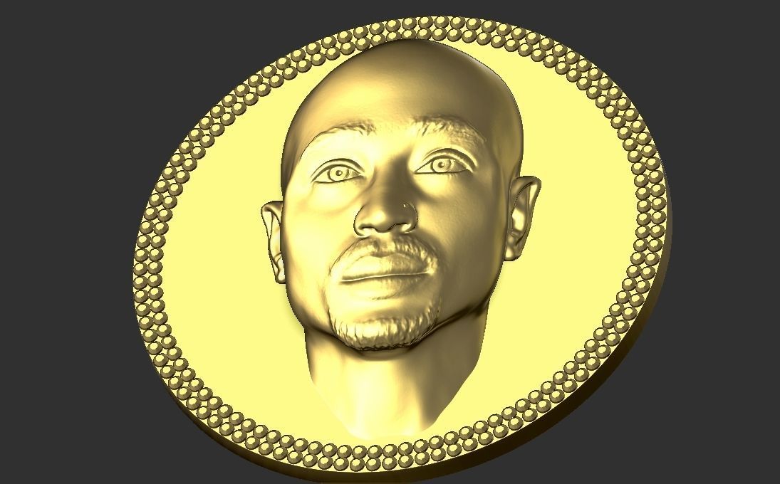 Tupac Shakur medallion pendant 3D printing ready stl obj 3D print model_10