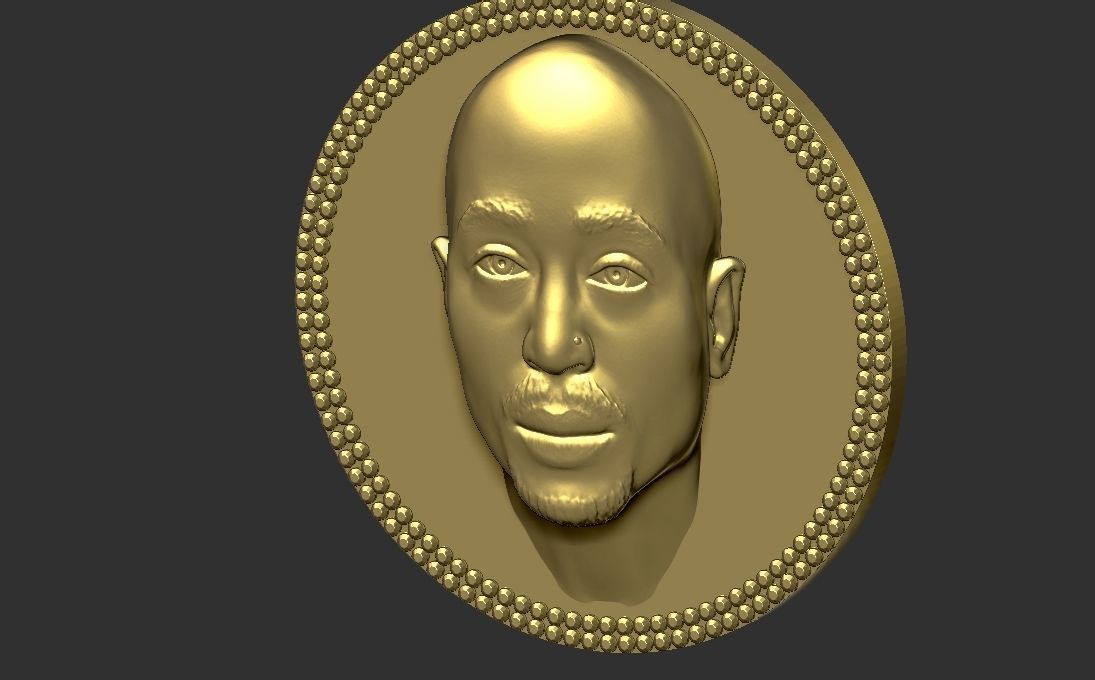 Tupac Shakur medallion pendant 3D printing ready stl obj 3D print model_8