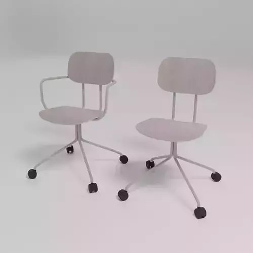 NEW SCHOOL - Trestle-based plywood chair with castors -