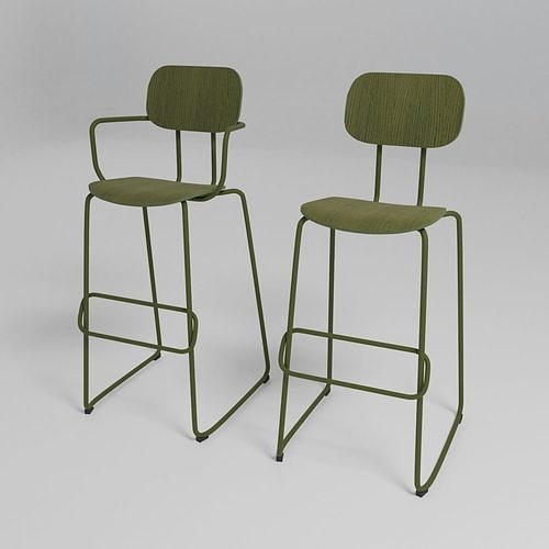 NEW SCHOOL - High sled base plywood stool with armrests - Free 3D model
