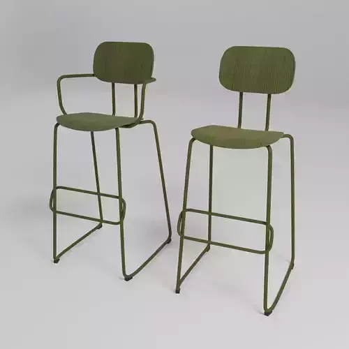 NEW SCHOOL - High sled base plywood stool with armrests -