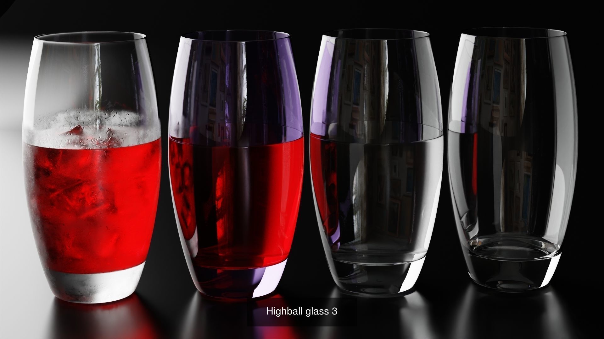 Highball glasses set 3D Model Collection_6
