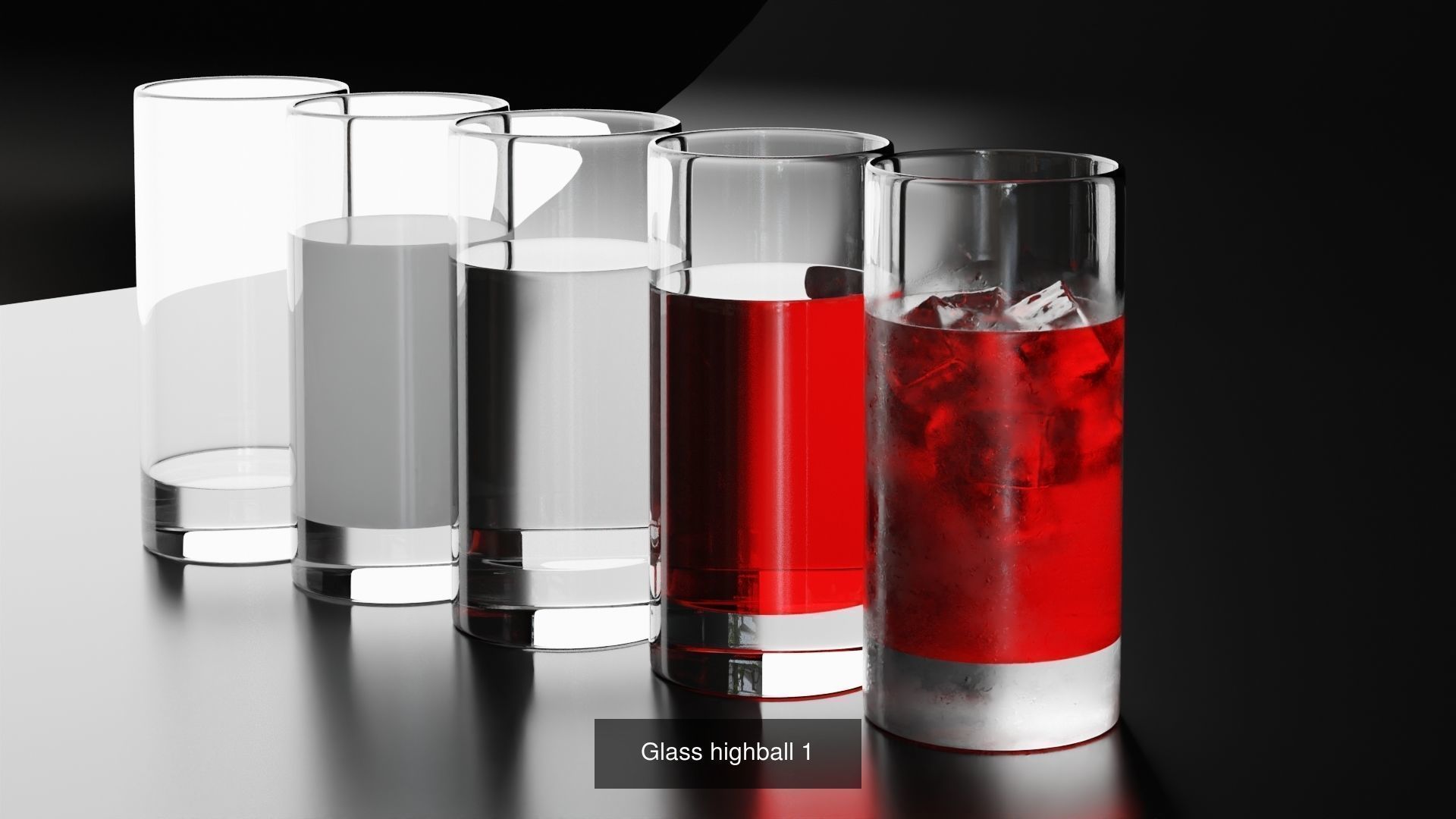 Highball glasses set 3D Model Collection_4