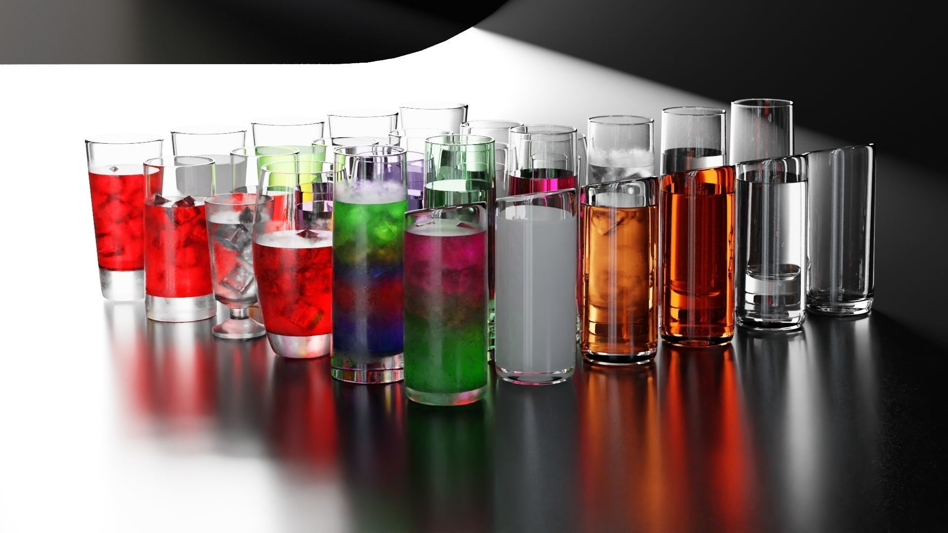 Highball glasses set 3D Model Collection_2