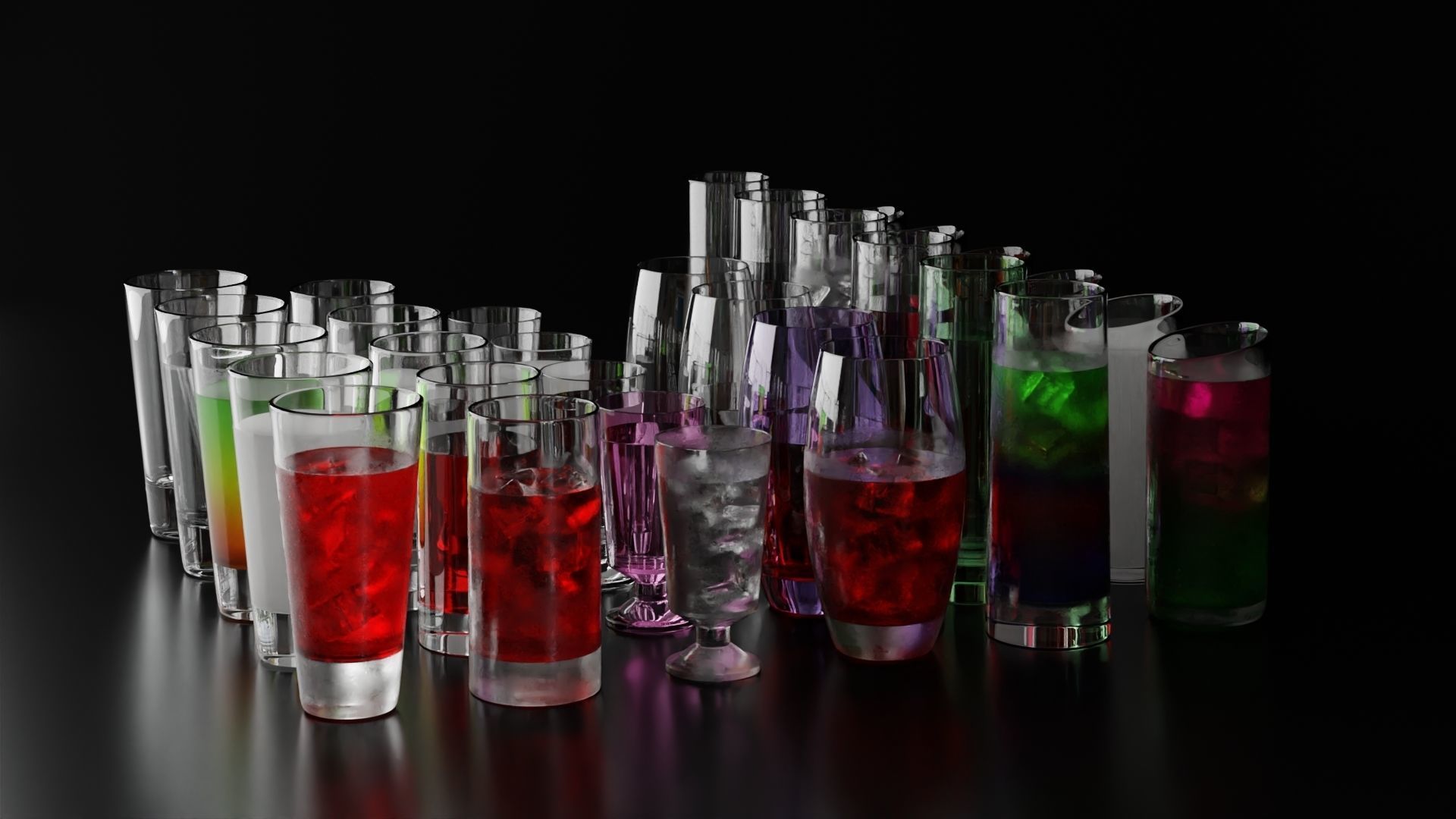 Highball glasses set 3D Model Collection_3
