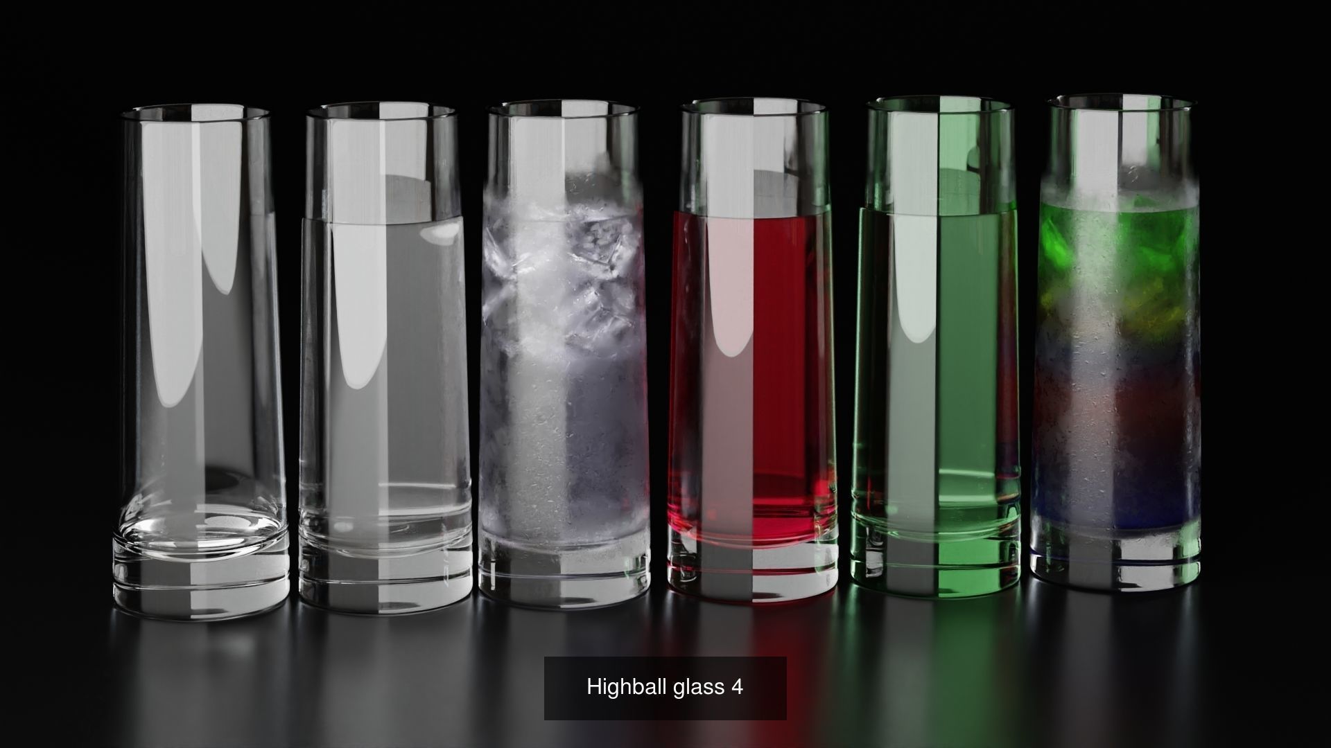 Highball glasses set 3D Model Collection_7