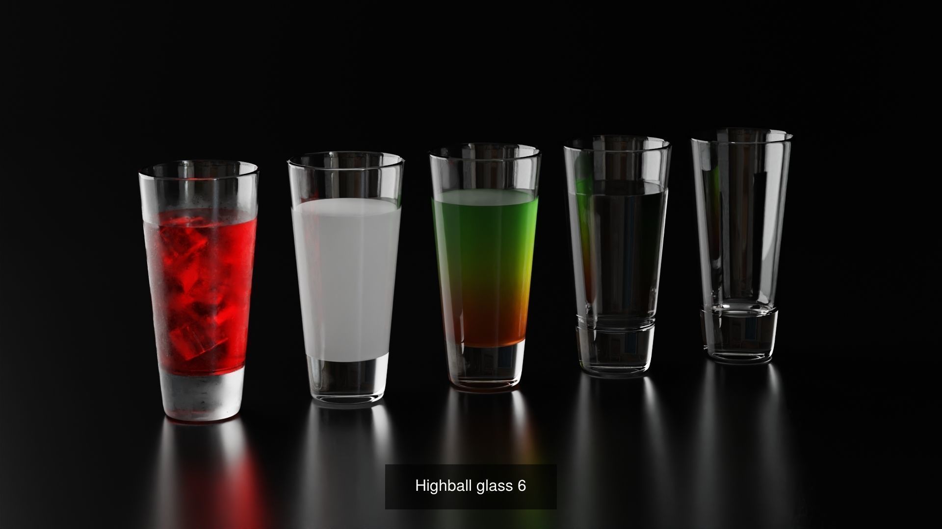 Highball glasses set 3D Model Collection_9