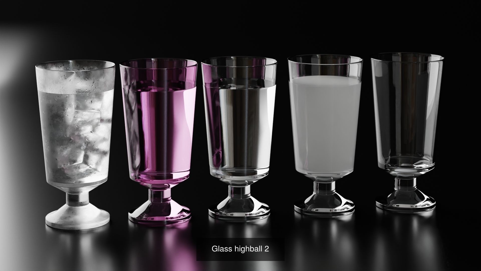 Highball glasses set 3D Model Collection_5