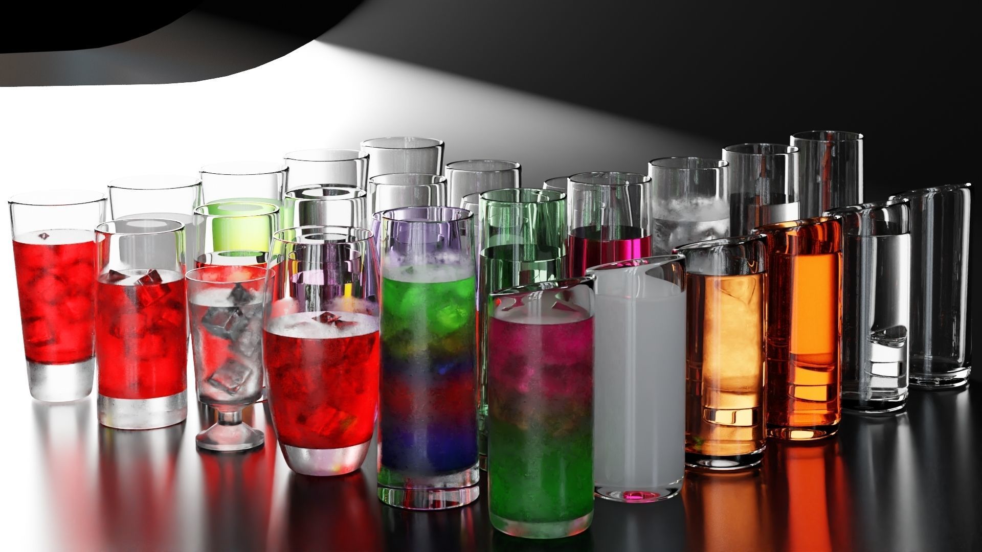 Highball glasses set 3D Model Collection_1