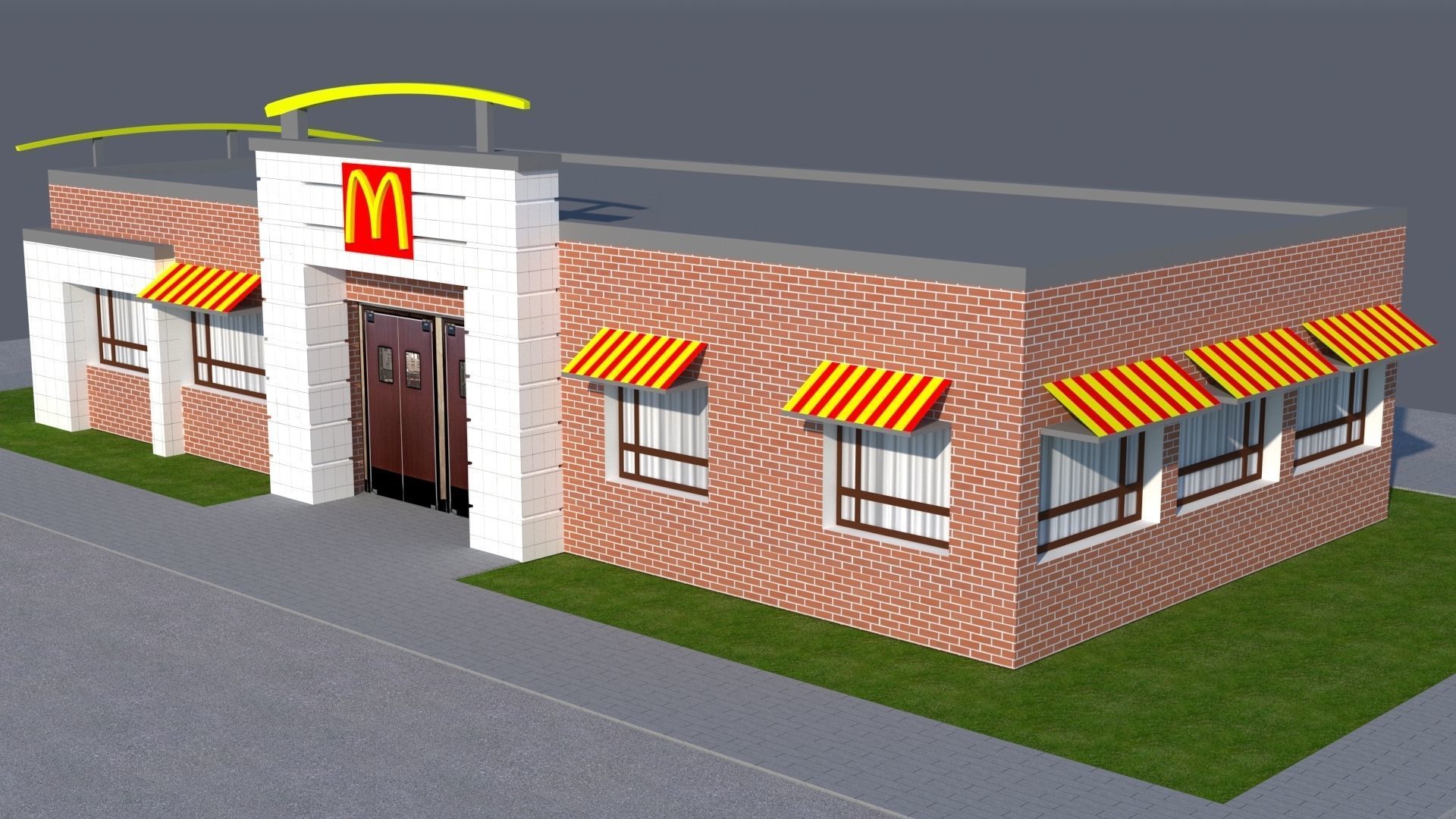Arch Viz Restaurant 3d Model McDonalds 3D model_4