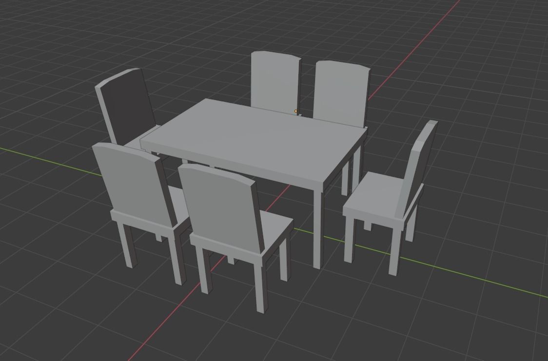 Simple Dining table 3D model_1