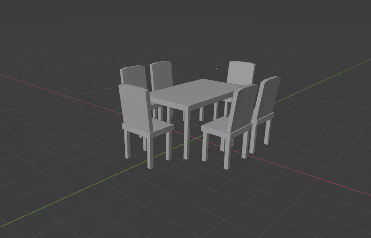 Simple Dining table 3D model_0