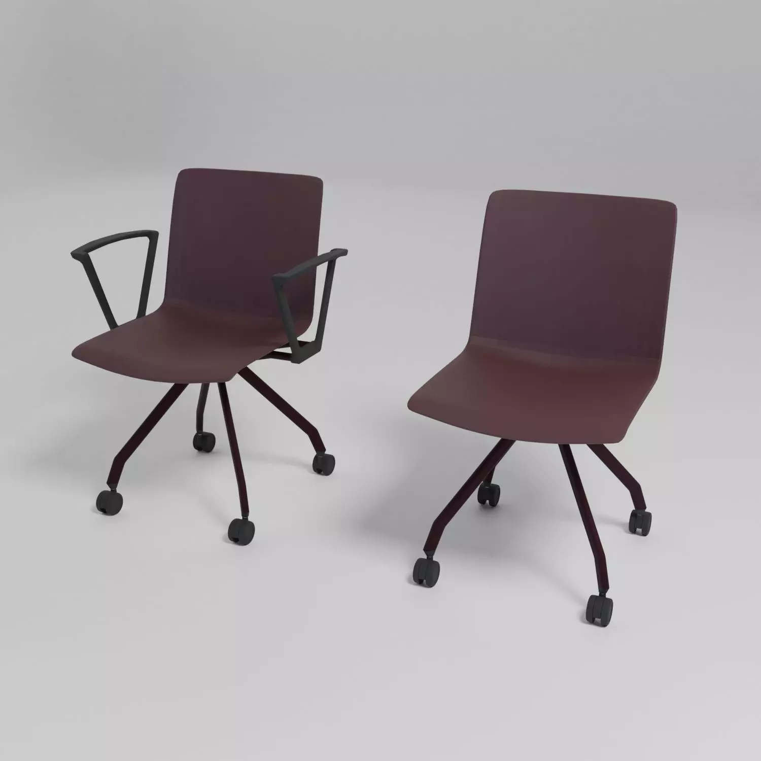 SHILA - Reception chair with 4-star base with castors - Free 3D model
