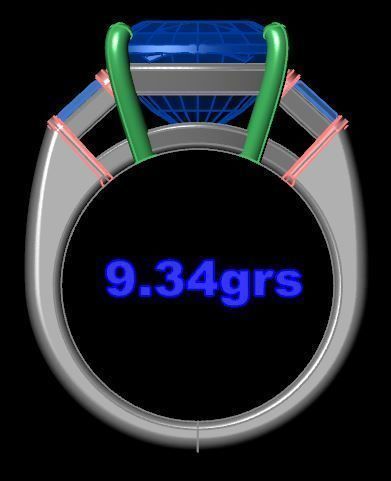 Cushion Square Stone Sapphire Ring  3D print model_10