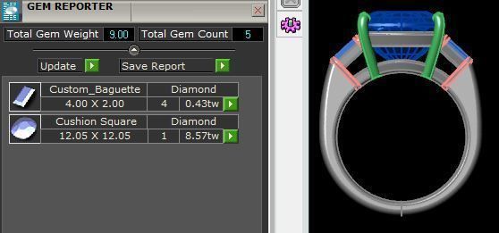 Cushion Square Stone Sapphire Ring  3D print model_9