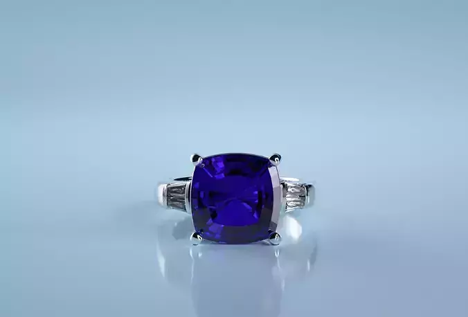 Cushion Square Stone Sapphire Ring 
