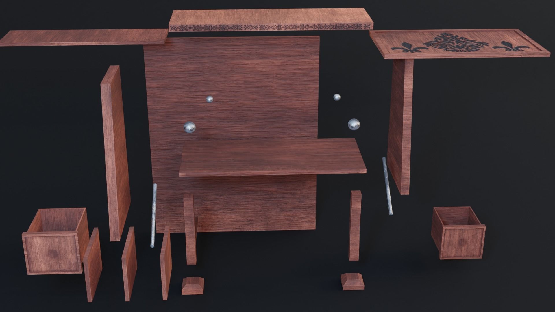 Cabinet Game Ready Low-Poly PBR 3D Model Low-poly 3D model_3