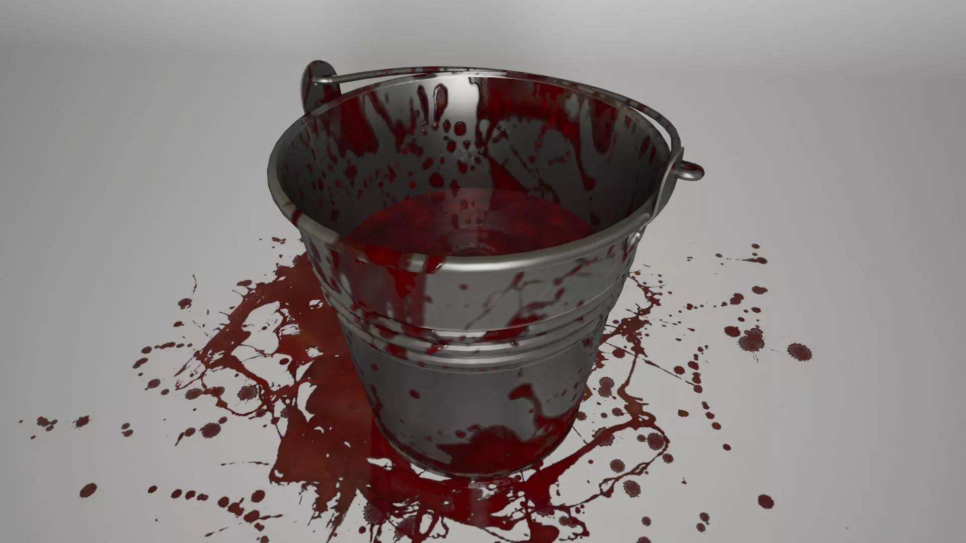 Bucket of Blood Horror Low-poly 3D model_0