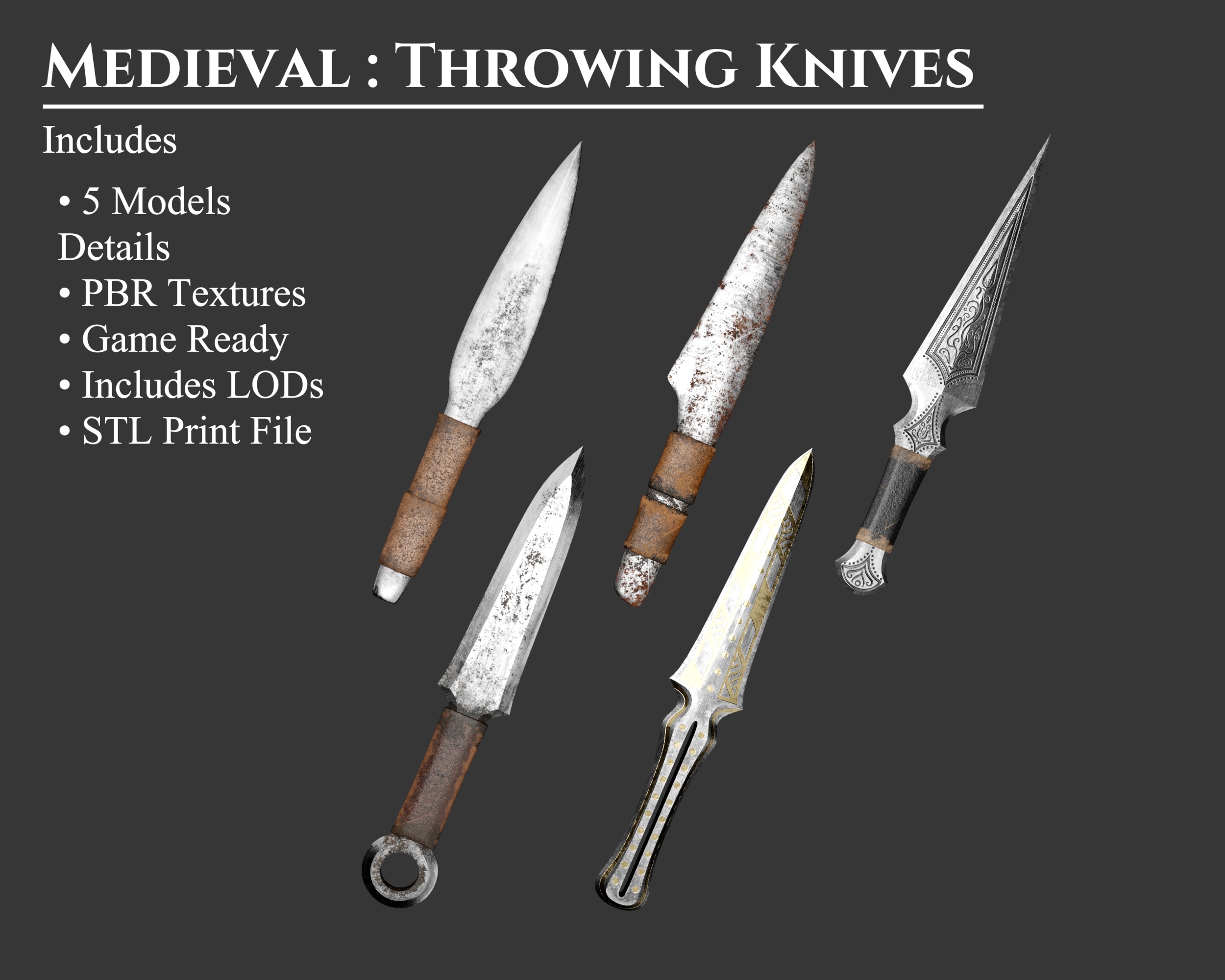 Medieval Collection Weapons Throwing Knives _1