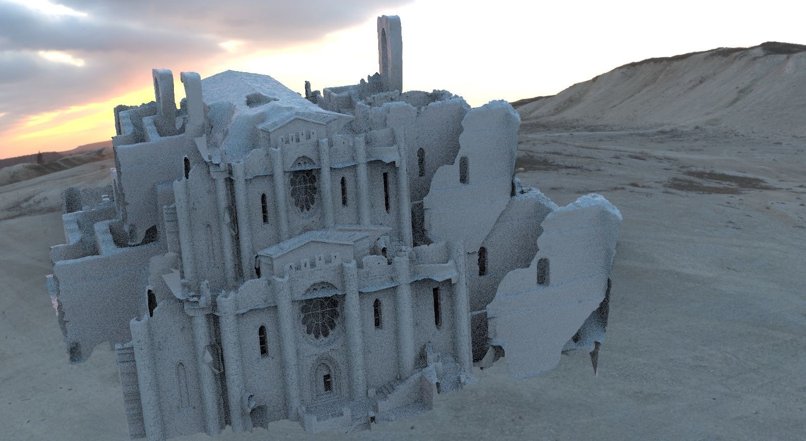 Medieval larger Church New original window and church 3D model 3D model_1