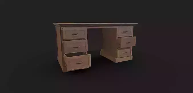 Vintage Desk Low-poly 3D model