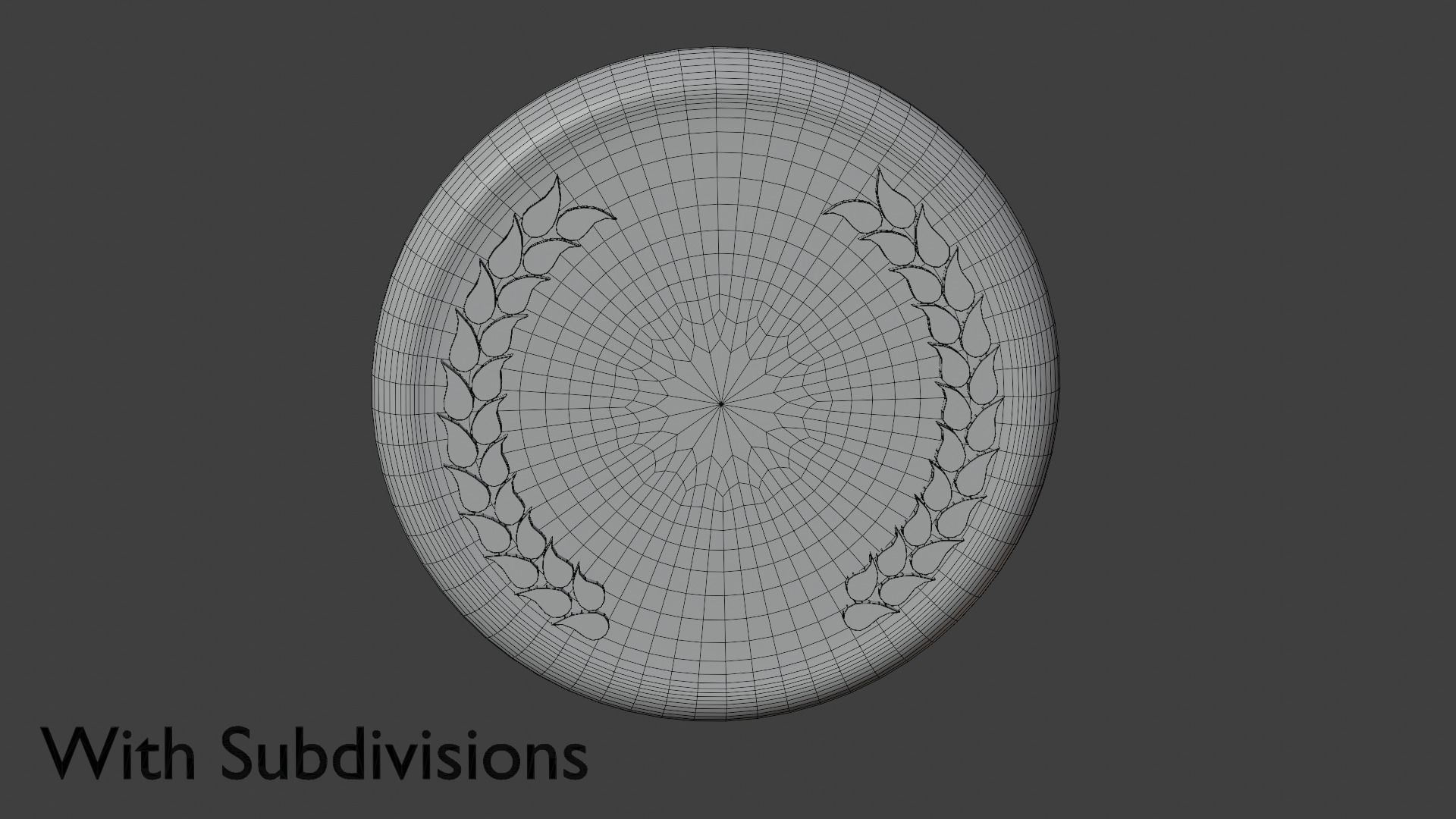 Shiny Gold Medal with Ornament Low-poly 3D model_7