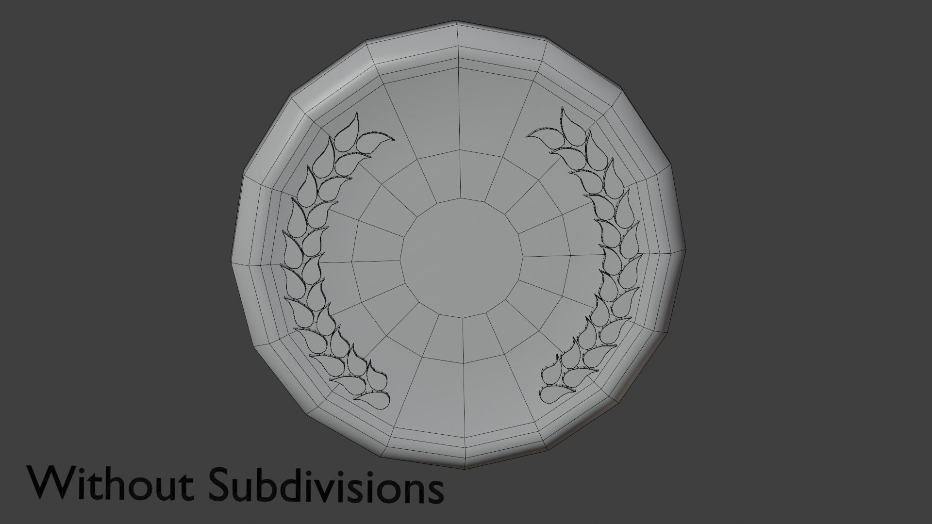Shiny Gold Medal with Ornament Low-poly 3D model_6