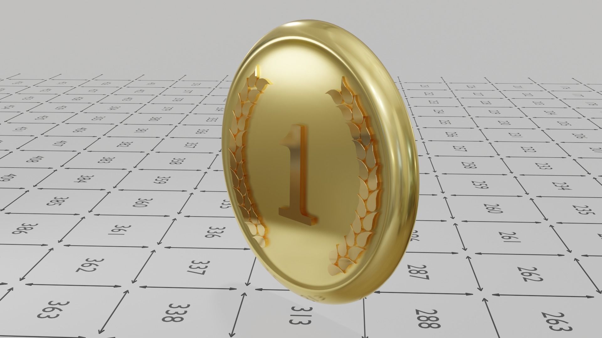 Shiny Gold Medal with Ornament Low-poly 3D model_12