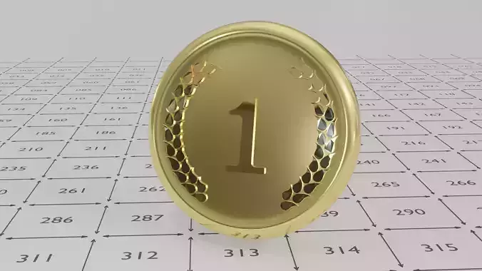 Shiny Gold Medal with Ornament Low-poly 3D model
